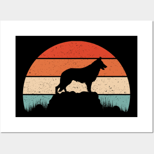 German Shepherd Retro Sunset Posters and Art